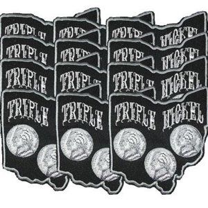 12 of our Fancy Design embroidered Ohio state route patch for the Triple Nicke…